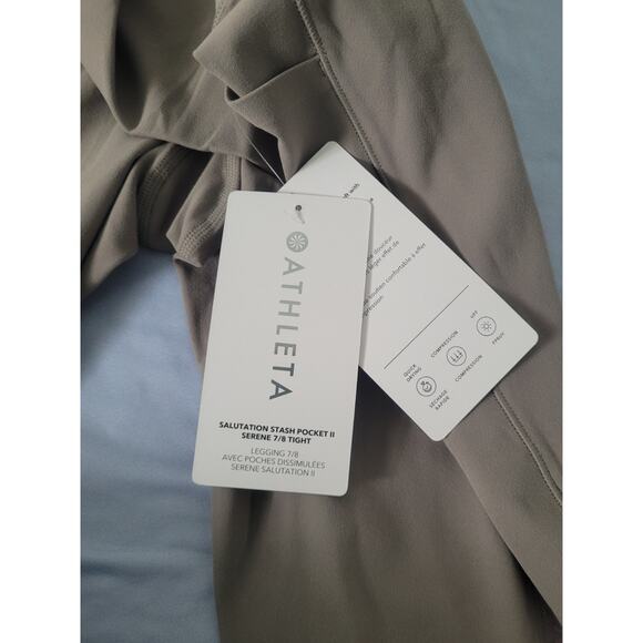 ATHLETA Salutation Stash Pocket High Rise 7/8 Leggings Size 1X Beige Workout Gym - Picture 6 of 10